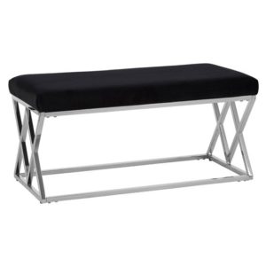 Alluras Velvet Upholstered Dining Bench In Black