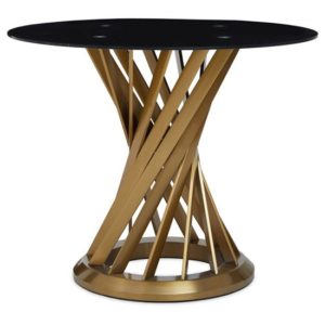 Anza Black Glass Top Dining Table With Gold Metal Base