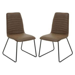 Ashbling Brown Leather Dining Chairs In A Pair