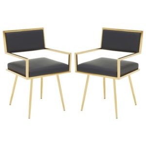 Azaltro Black Leather Effect Dining Chairs In A Pair