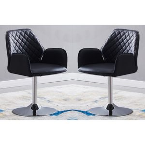 Bucketeer Black Faux Leather Dining Chairs In Pair