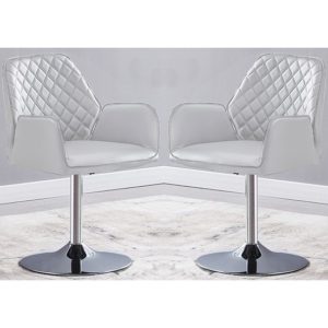 Bucketeer White Faux Leather Dining Chairs In Pair