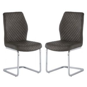 Caprika Taupe PU Leather Dining Chair In A Pair