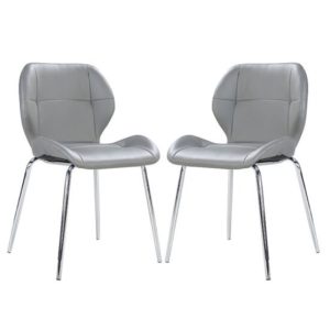 Darcy Dining Chair In Grey Faux Leather in A Pair