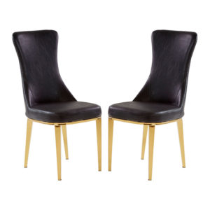 Denebola Black PU Leather Dining Chair In A Pair