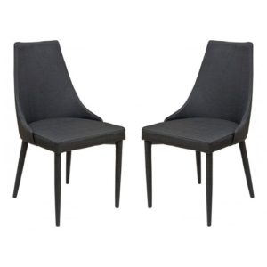 Divina Black Fabric Upholstered Dining Chairs In Pair