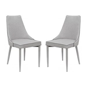 Divina Grey Fabric Upholstered Dining Chairs In Pair