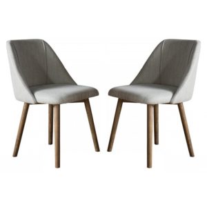 Elliot Natural Fabric Dining Chairs In Pair