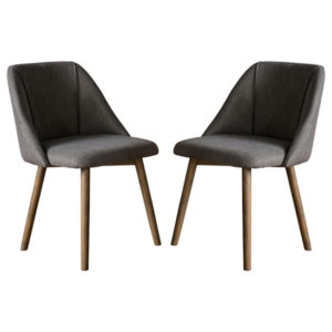 Elliot Slate Grey Fabric Dining Chairs In Pair