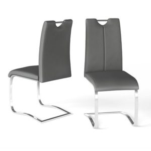 Gerrans Grey Faux Leather Dining Chair In A Pair