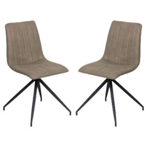 Isaac Taupe Faux Leather Dining Chairs In Pair