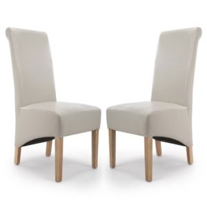 Kyoto Ivory Bonded Leather Dining Chair In A Pair