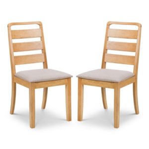 Liliya Waxed Oak Wooden Dining Chairs In Pair