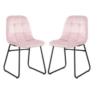 Lyster Baby Pink Velvet Dining Chairs In A Pair