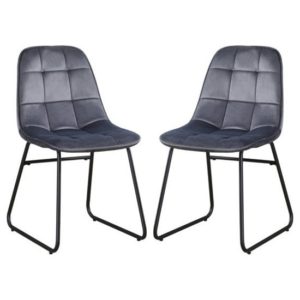 Lyster Grey Velvet Dining Chairs In A Pair