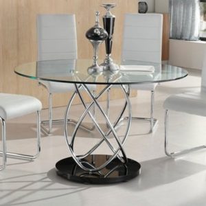 Marseille Clear Glass Dining Table With Chrome Supports