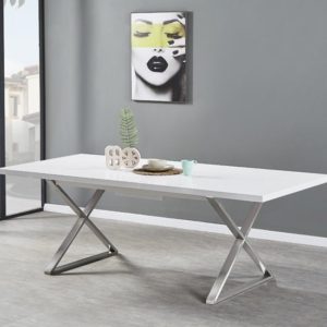 Mayline Extending High Gloss Dining Table In White