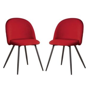 Meran Red Fabric Dining Chairs In A Pair