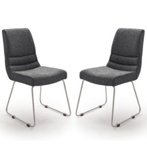 Montera Anthracite Fabric Cantilever Dining Chairs In Pair