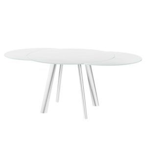 Osterley Swivel Extending White Glass Dining Table