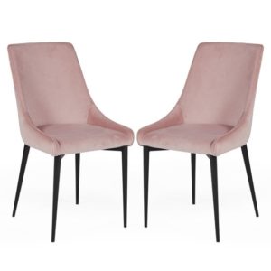 Plympton Blush Velvet Dining Chairs In Pair