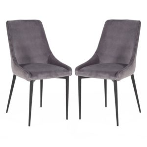 Plympton Light Grey Velvet Dining Chairs In Pair