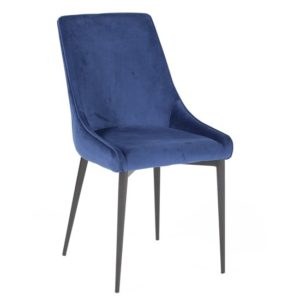 Plympton Velvet Dining Chair In Navy