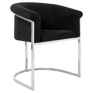 Sceptrum Velvet Dining Chair With Steel Frame In Black