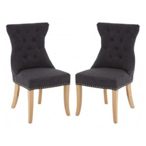 Trento Upholstered Dark Grey Fabric Dining Chairs In A Pair