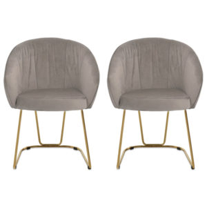 Vinita Upholstered Mink Velvet Dining Chairs In A Pair