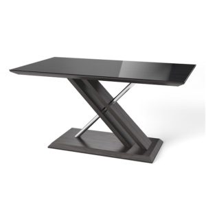 Xoteya Glass Dining Table In Black And Grey Walnut