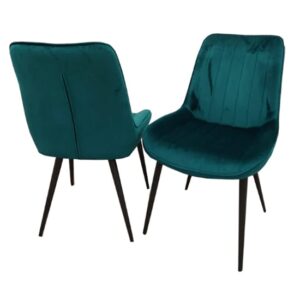 Danville Teal Velvet Dining Chairs In Pair