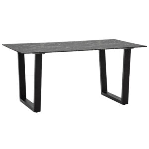 Davidsan Rectangular Glass Dining Table In Black Marble Effect