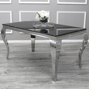 Laval Extra Large Black Glass Dining Table With Chrome Legs