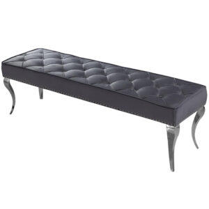 Laval Small Velvet Dining Bench In Dark Grey