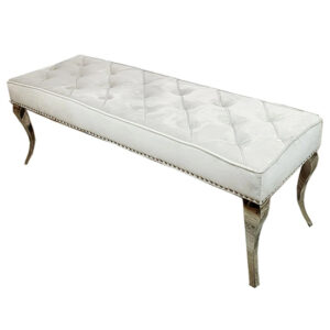 Laval Small Velvet Dining Bench In Light Grey