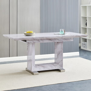 Lorence Extendable Marble Effect High Gloss Dining Table