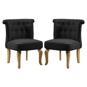 Pacari Black Fabric Dining Chairs With Natural Legs In Pair