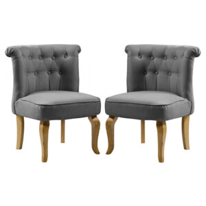 Pacari Grey Fabric Dining Chairs With Natural Legs In Pair