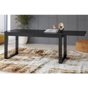 Herrin Extending Glass Top Dining Table In Black