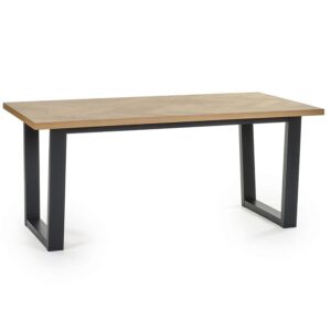 Hull Wooden Dining Table With Black Legs In Oak