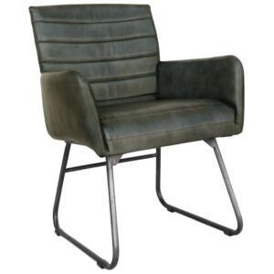 Granby Leather Dining Chair With Metal Legs In Light Grey