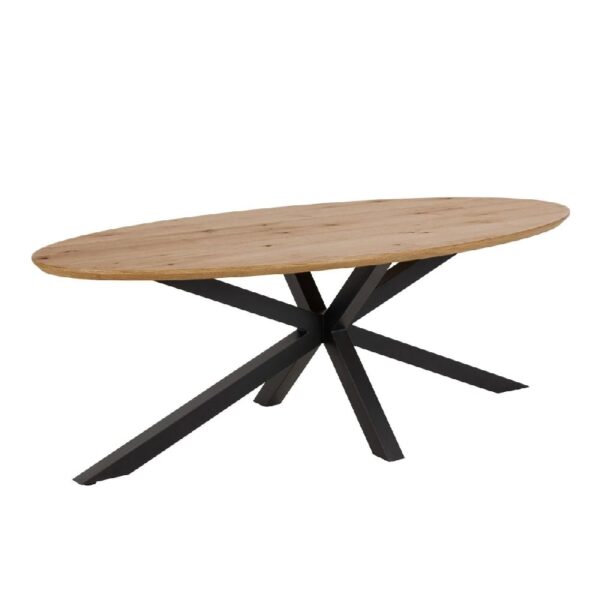 Haines Wooden Dining Table Oval With Black Legs In Oak