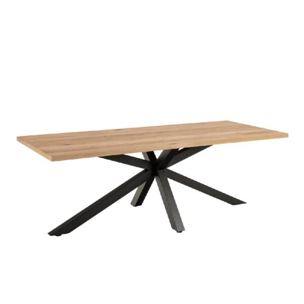 Haines Wooden Dining Table Rectangular With Black Legs In Oak