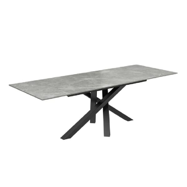 Barrie Large Ceramic Glass Extending Dining Table In Matte Grey