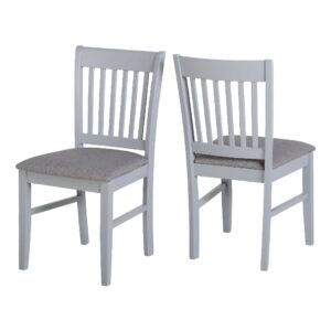 Olney Grey Wooden Dining Chairs With Fabric Seat In Pair