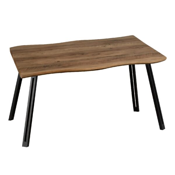 Qinson Wooden Wave Edge Dining Table In Medium Oak