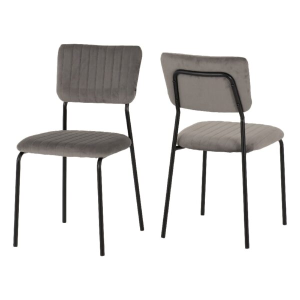 Sanur Grey Velvet Dining Chairs In Pair