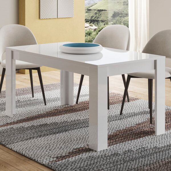 Breta High Gloss Dining Table Large In White