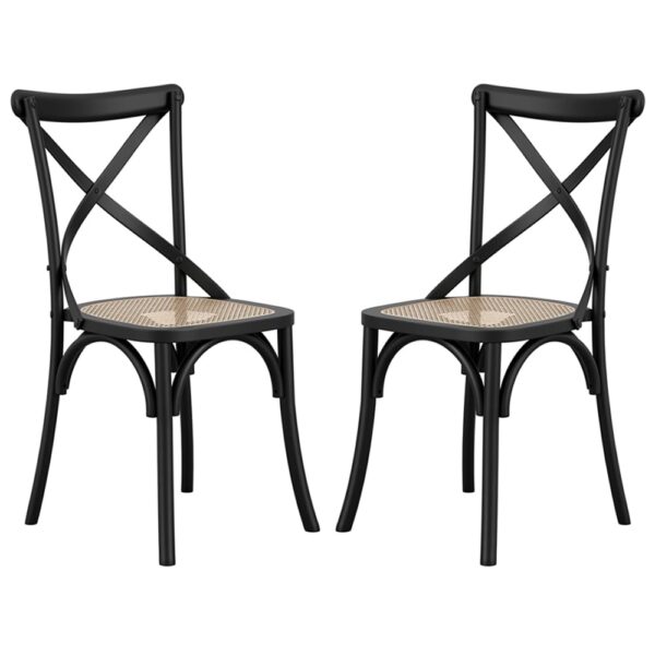 Flint Black Wooden Dining Chairs In Pair